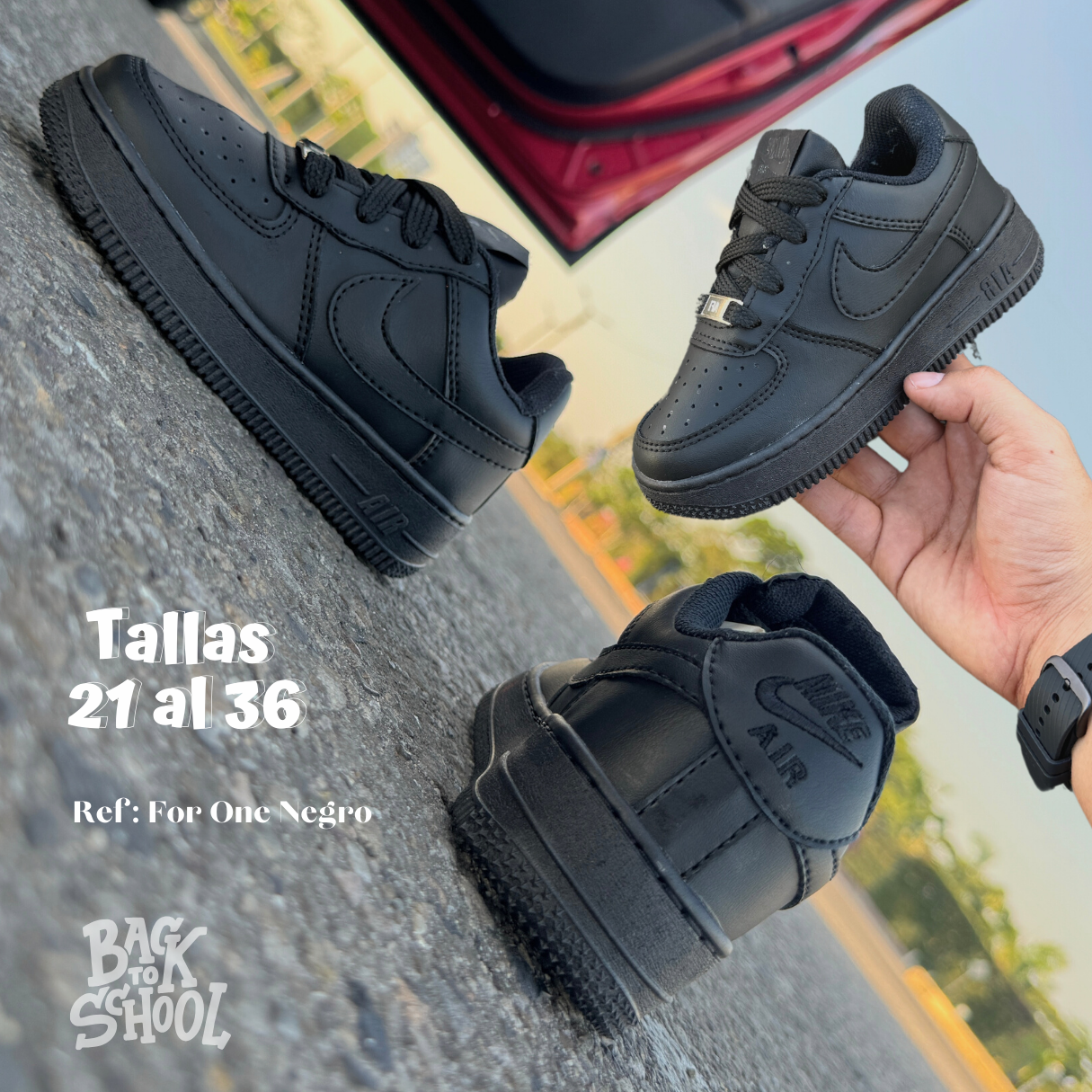Nike Force 1 Negro Cordon