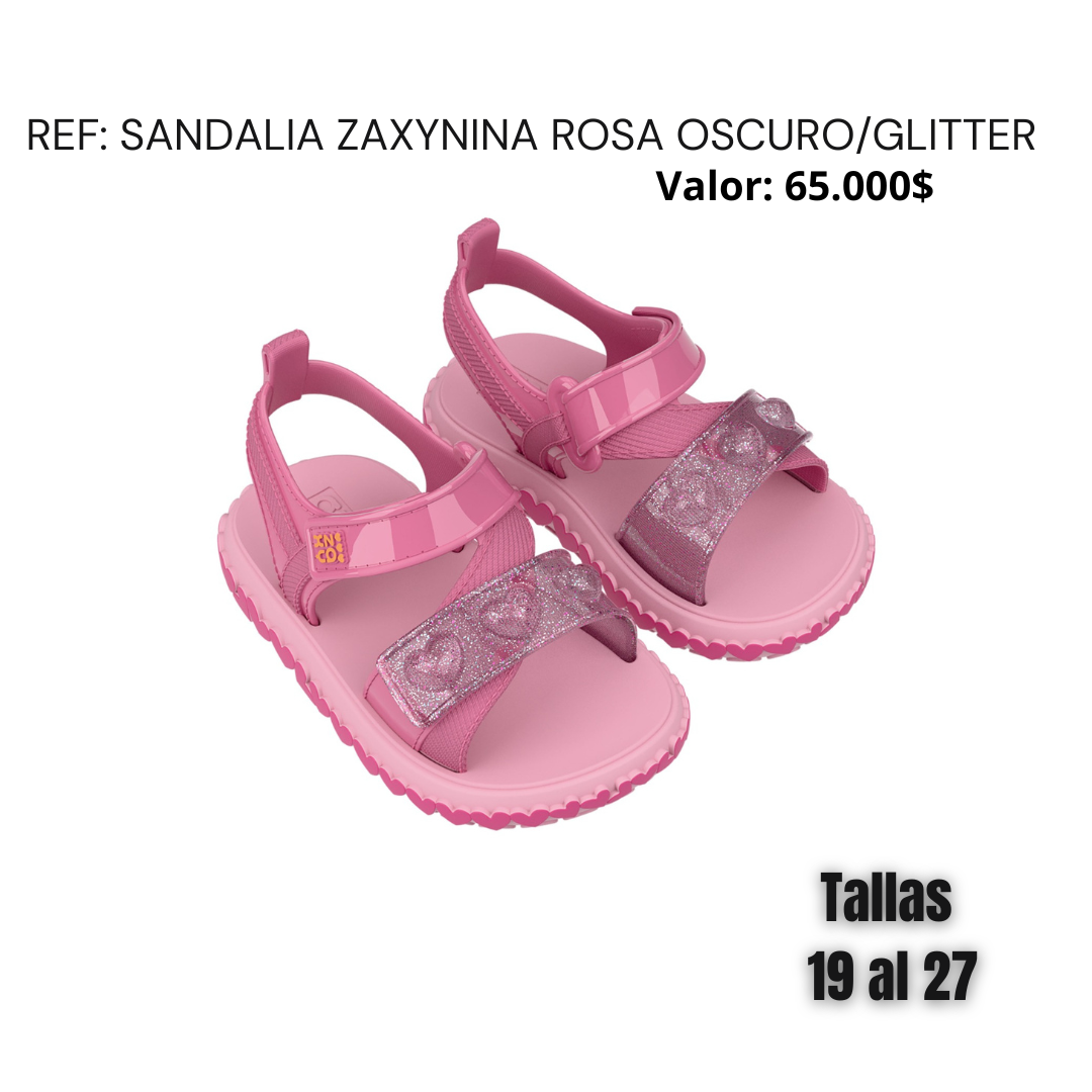 Sandalia zaxynina rosa oscuro/glitter