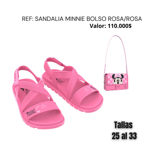 Sandalia minnie bolso rosa/rosa