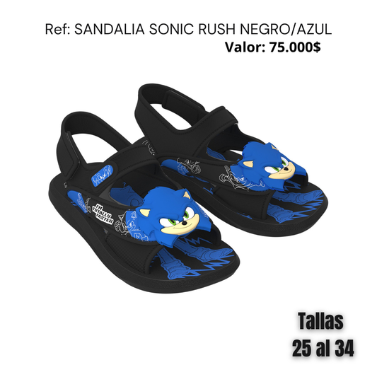 Sandalia sonic rush negro/azul