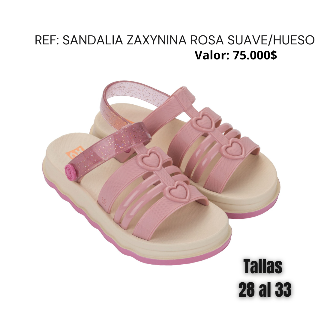 Sandalia zaxynina rosa suave/hueso