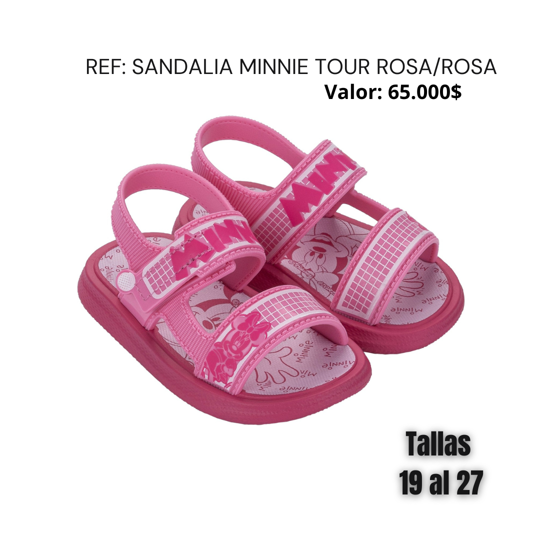 Sandalia minnie tour rosa/rosa