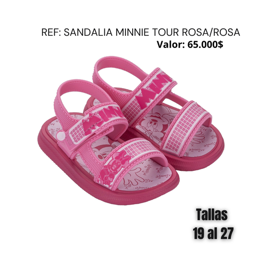 Sandalia minnie tour rosa/rosa