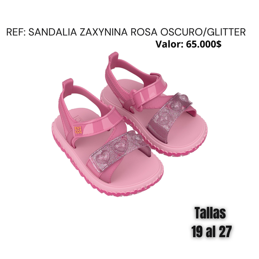 Sandalia zaxynina rosa oscuro/glitter