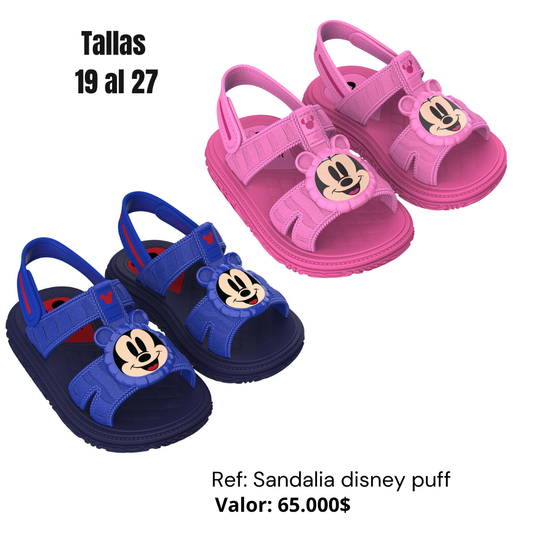 Sandalia disney puff minnie/mickey